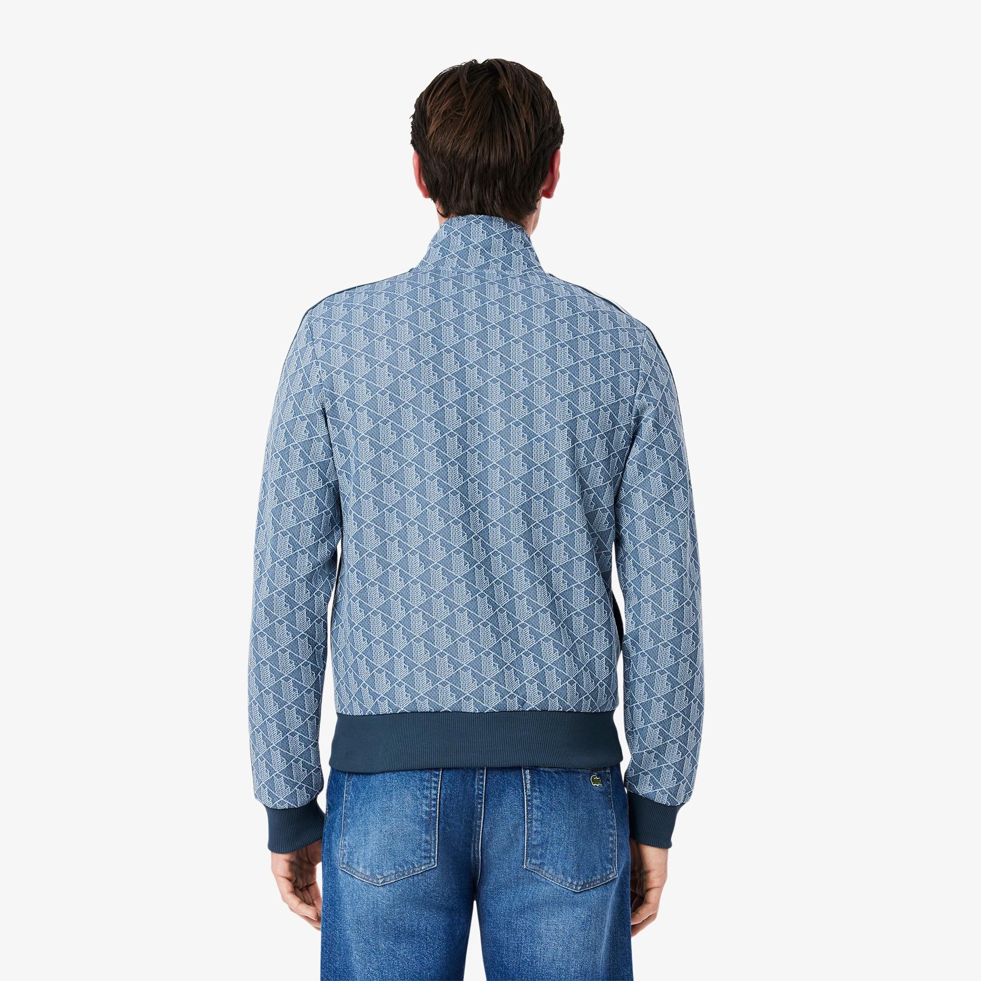 Lacoste Mens Paris Jacquard Monogram Zipped Sweatshirt Falcon/Overview